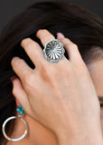 Large Burnished Silver Adjustable  Concho Ring