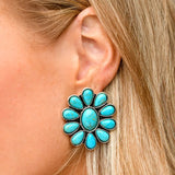 Turquoise Flower Cluster Post Earrings