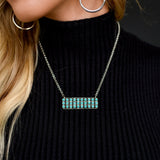 18" Snake Eye Turquoise Bar Necklace