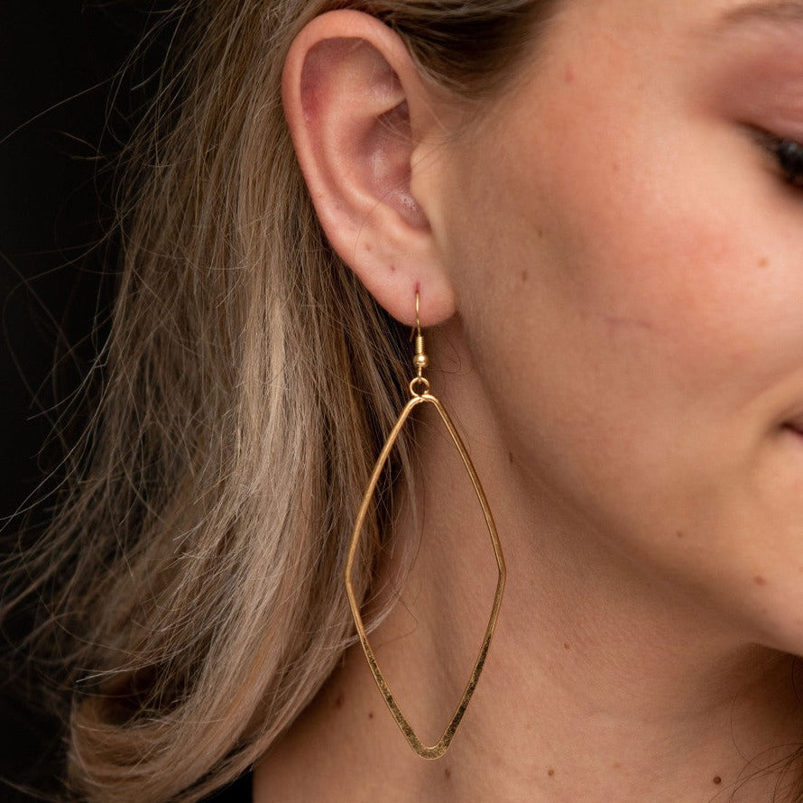 Burnished Large Diamond Shaped Earrings