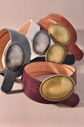 Western Oval Buckle Leather Belt