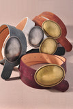 Western Oval Buckle Leather Belt