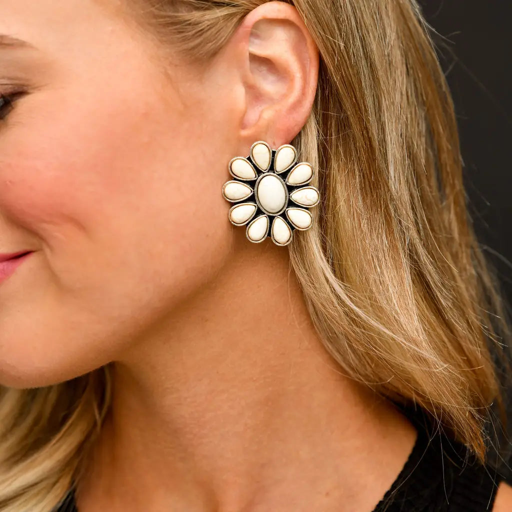 Ivory Flower Cluster Post Earrings