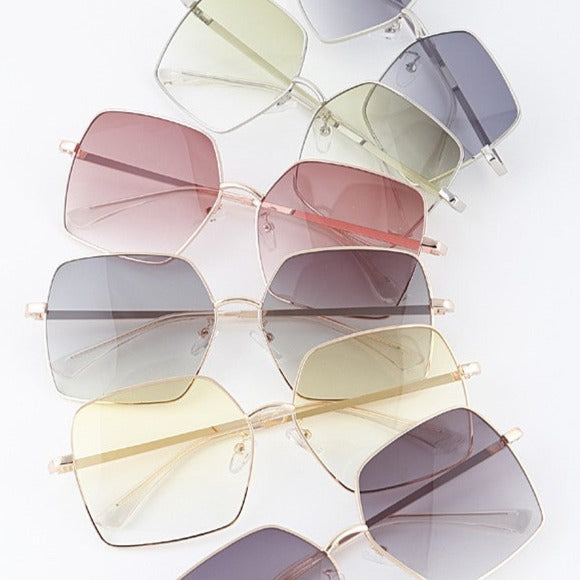 Minimal Bright Tinted Geometric Sunglasses
