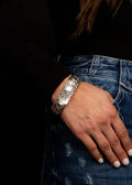 Silver Stamped Burst Bangle