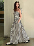 Striped Vacation Maxi Dress with Pockets