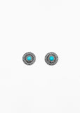.75" Silver Flower Stud Earring with Turquoise Accent