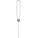 20"" W/6"" Tail Silver Chain Lariat Necklace w/Concho Accent
