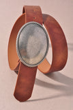Western Oval Buckle Leather Belt