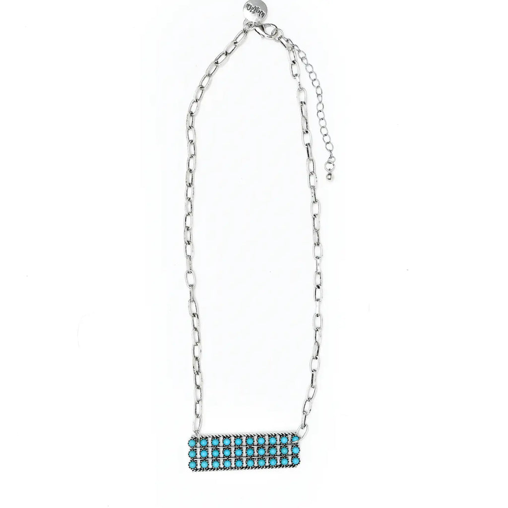 18" Snake Eye Turquoise Bar Necklace