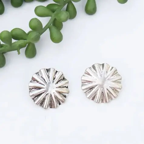 Burnished Silver Burst Concho Stud Earring