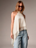 Lace Trim Satin Halter Top