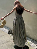 Striped Vacation Maxi Dress with Pockets