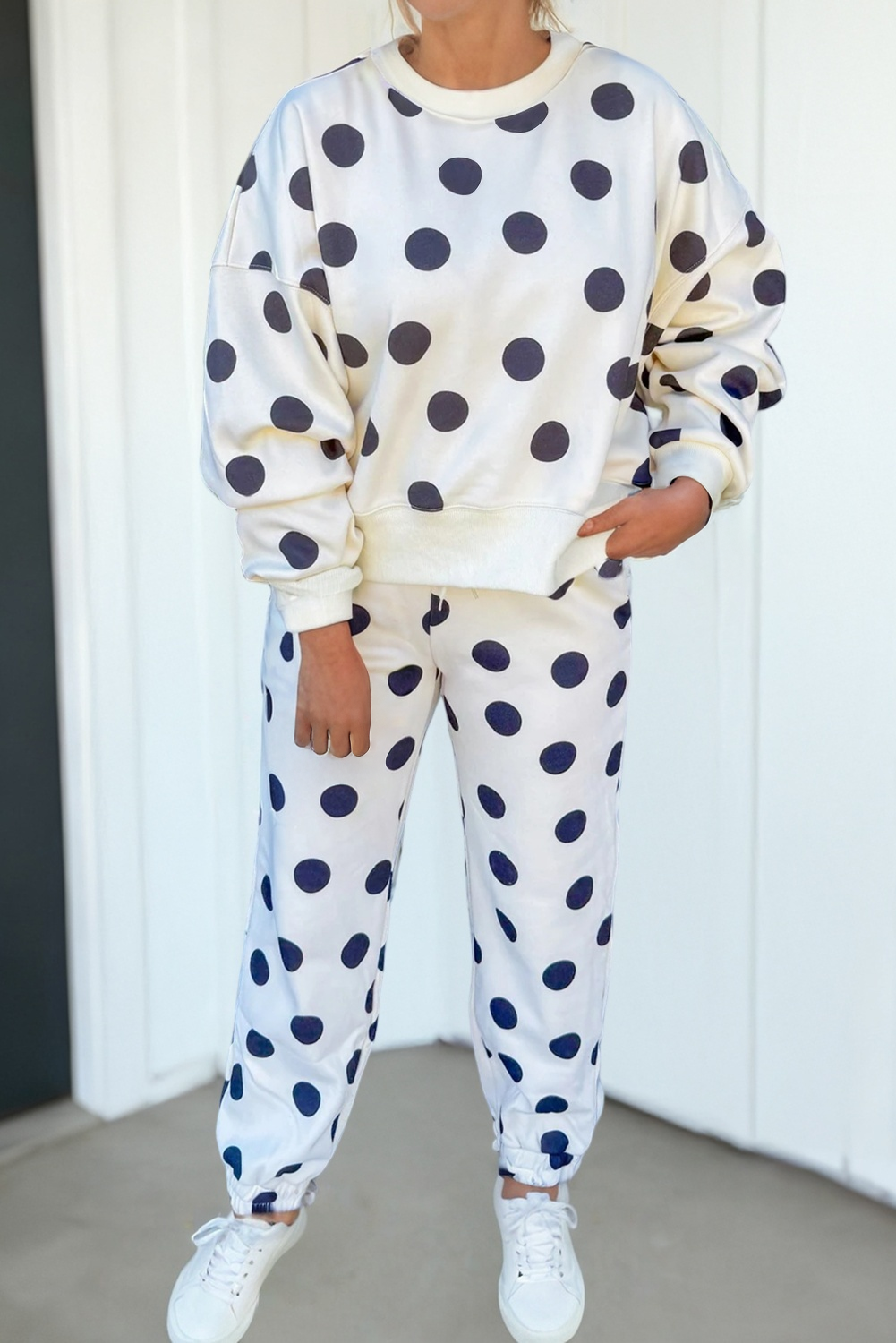 LAS Polka Dot Looks Pullover Drawstring Shorts Sets (S-XL)