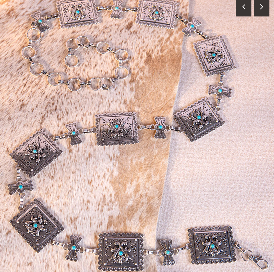 Wrangler Boho Concho Chain Link Belt - Turquoise