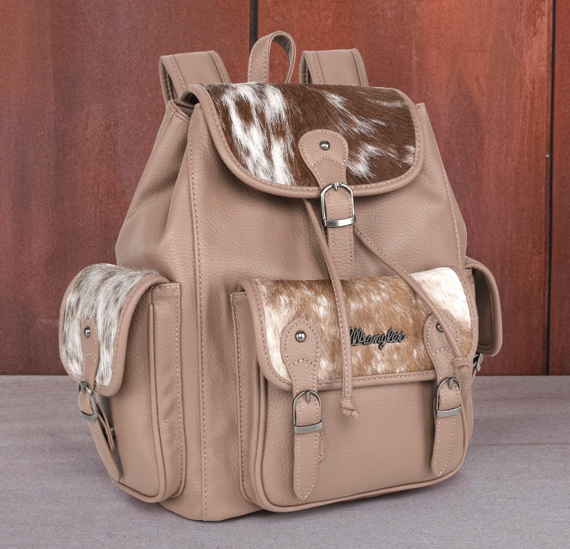 Wrangler Hair-on Cowhide Backpack - Khaki