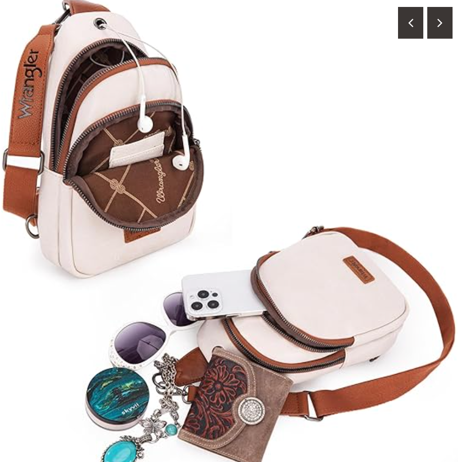 Wrangler Sling Bag/Crossbody/Chest Bag Dual Zippered Compartment - Beige-Brown