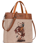Wrangler Art Print Canvas Tote/Crossbody- Tan