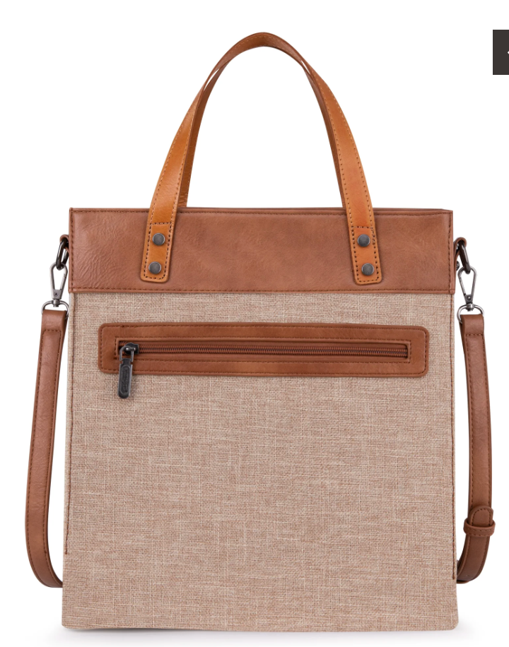 Wrangler Art Print Canvas Tote/Crossbody- Tan
