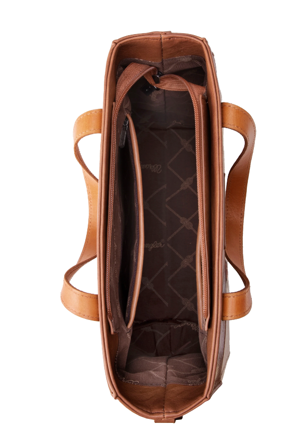Wrangler Art Print Canvas Tote/Crossbody- Tan