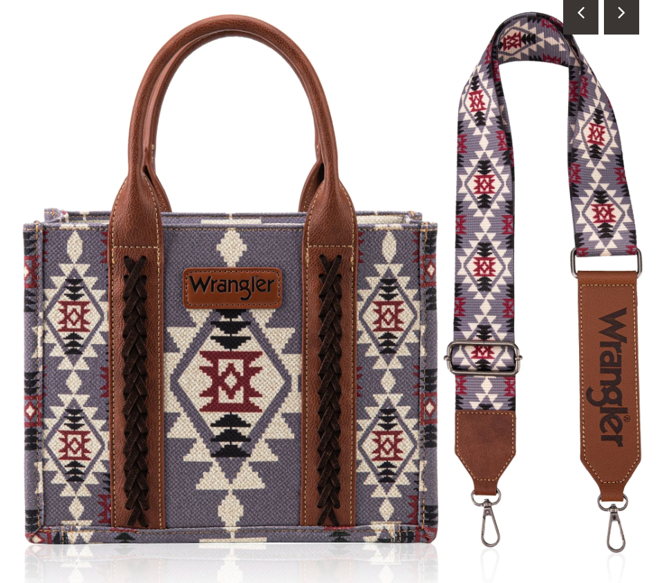Wrangler Southwestern Print Small Canvas Tote/Crossbody - Lavender