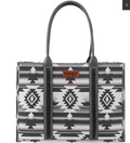 Wrangler Southwestern Pattern Dual Sided Print Canvas Wide Tote Black