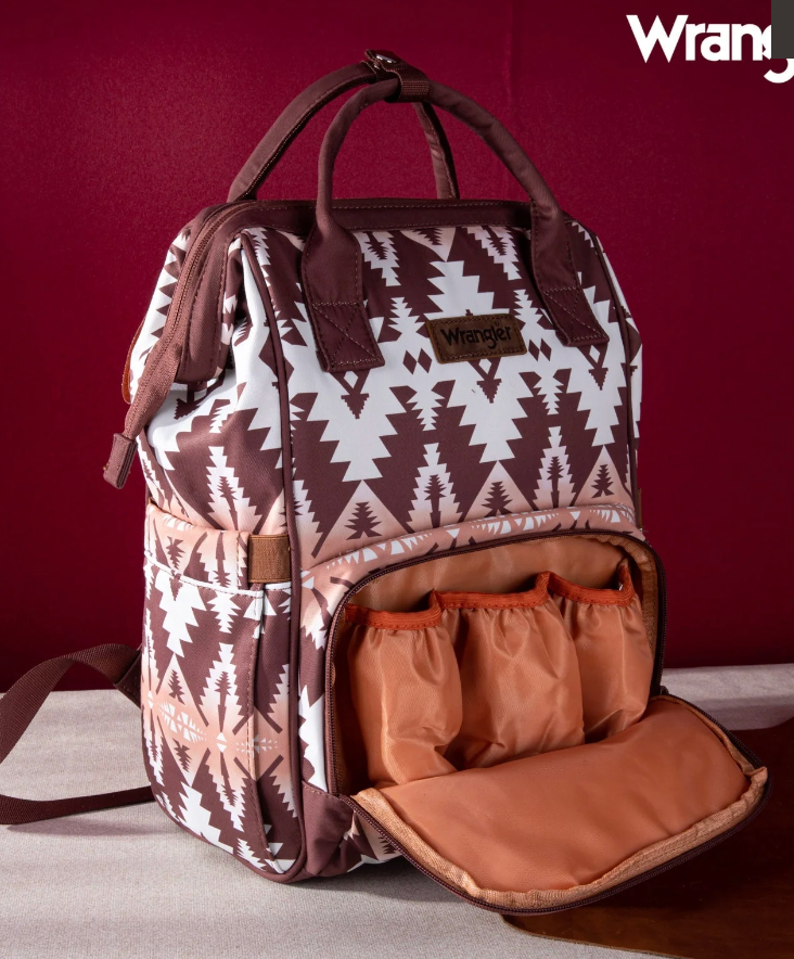 Wrangler Aztec Printed Callie Backpack - Brown