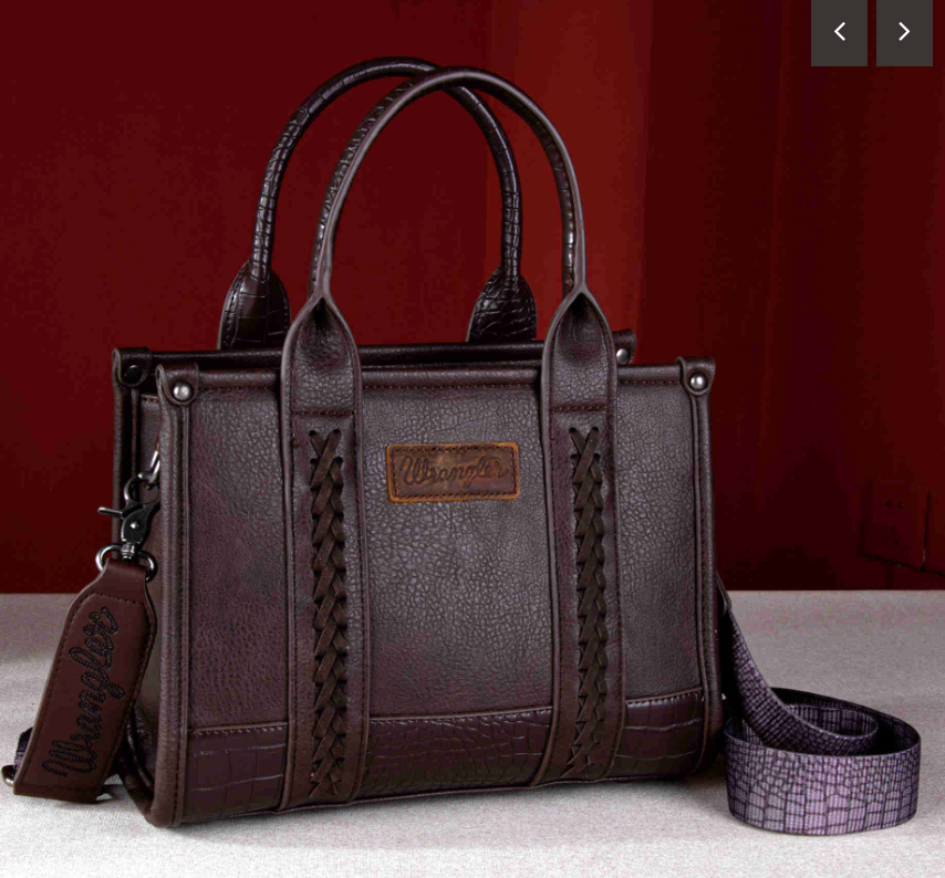 Wrangler Croc Print Concealed Carry Tote/Crossbody - Coffee