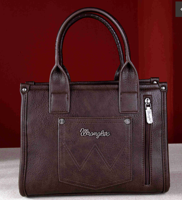 Wrangler Croc Print Concealed Carry Tote/Crossbody - Coffee