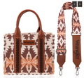 Wrangler Southwestern Print Small Canvas Tote/Crossbody - Light Coffee