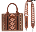 Wrangler Southwestern Print Small Canvas Tote/Crossbody - Dark Brown