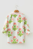 LAS Wild Flower Print V Neck 3/4 Sleeve Blouse (S-XL)