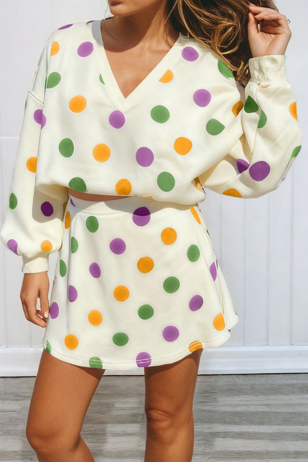 LAS Polka Dot Looks Pullover Drawstring Shorts Sets (S-XL)