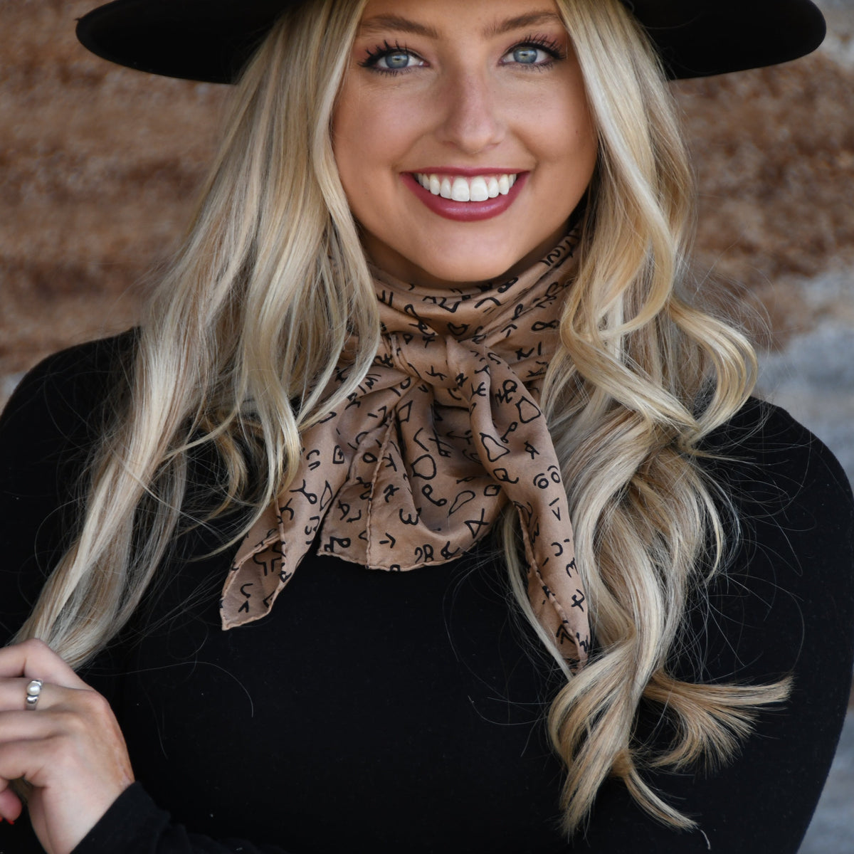 Brand Tan Silk Scarf
