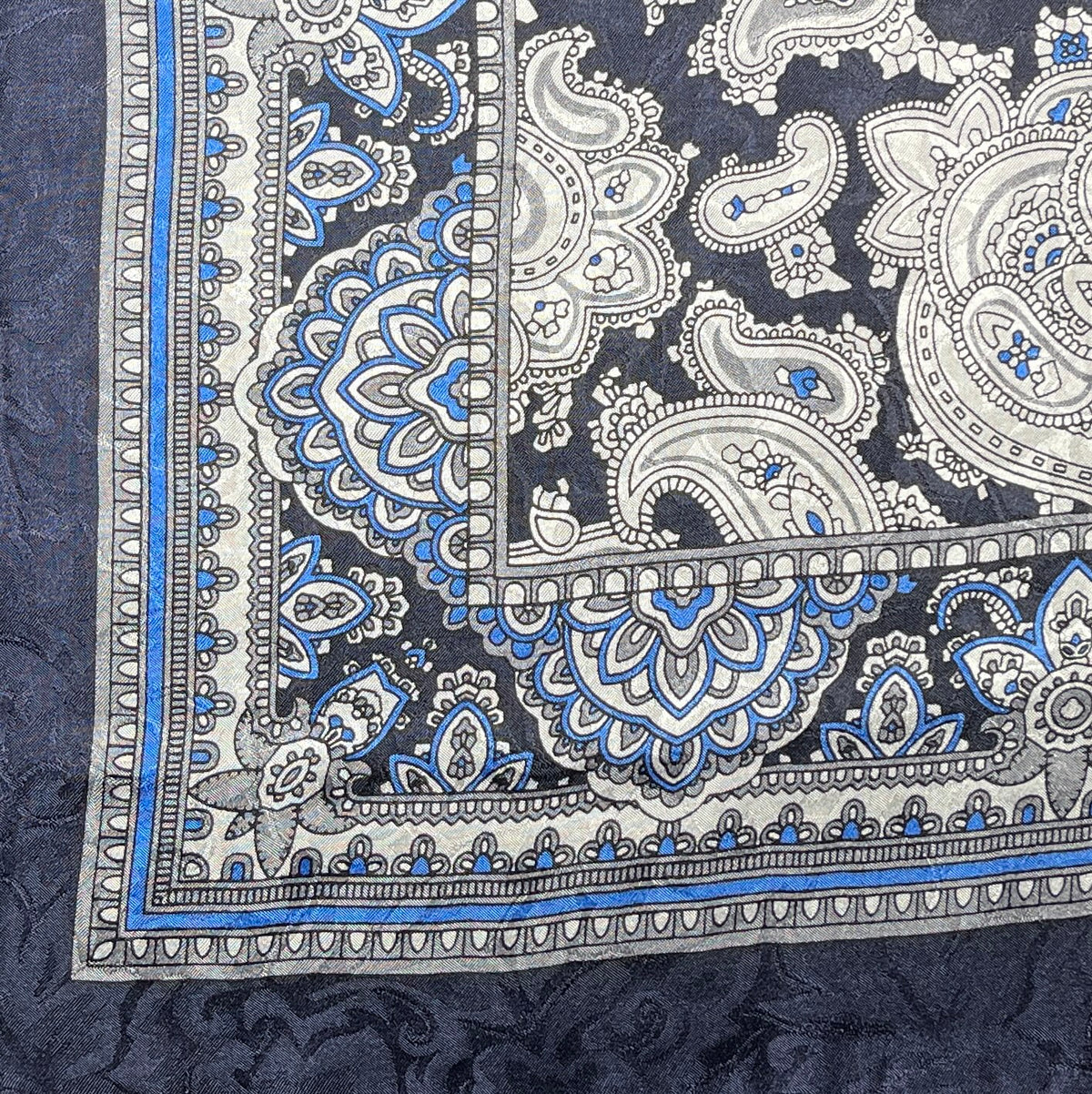 Paisley Silver/Cobalt Silk Scarf