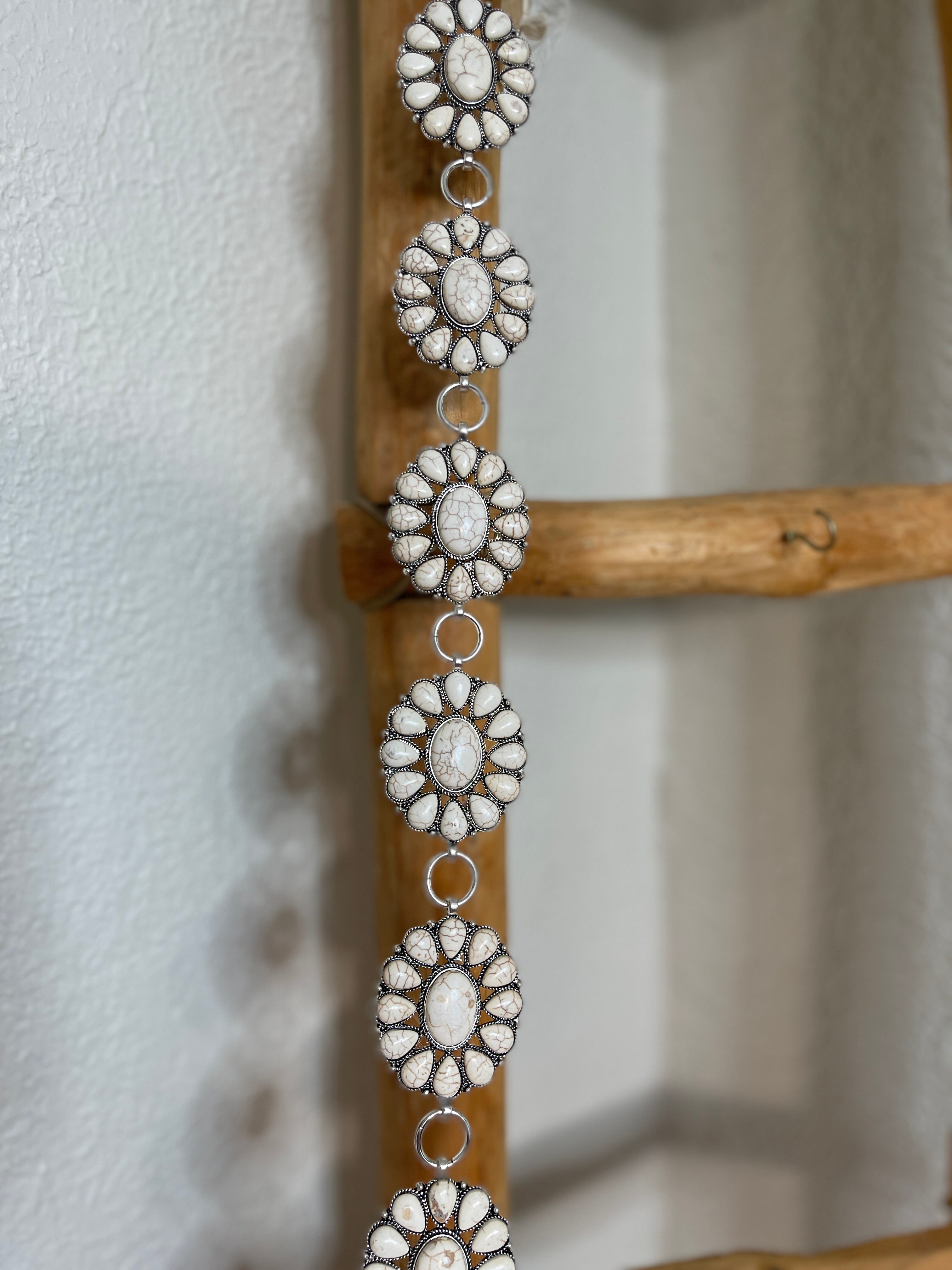 Cream Floral Concho Link Belt