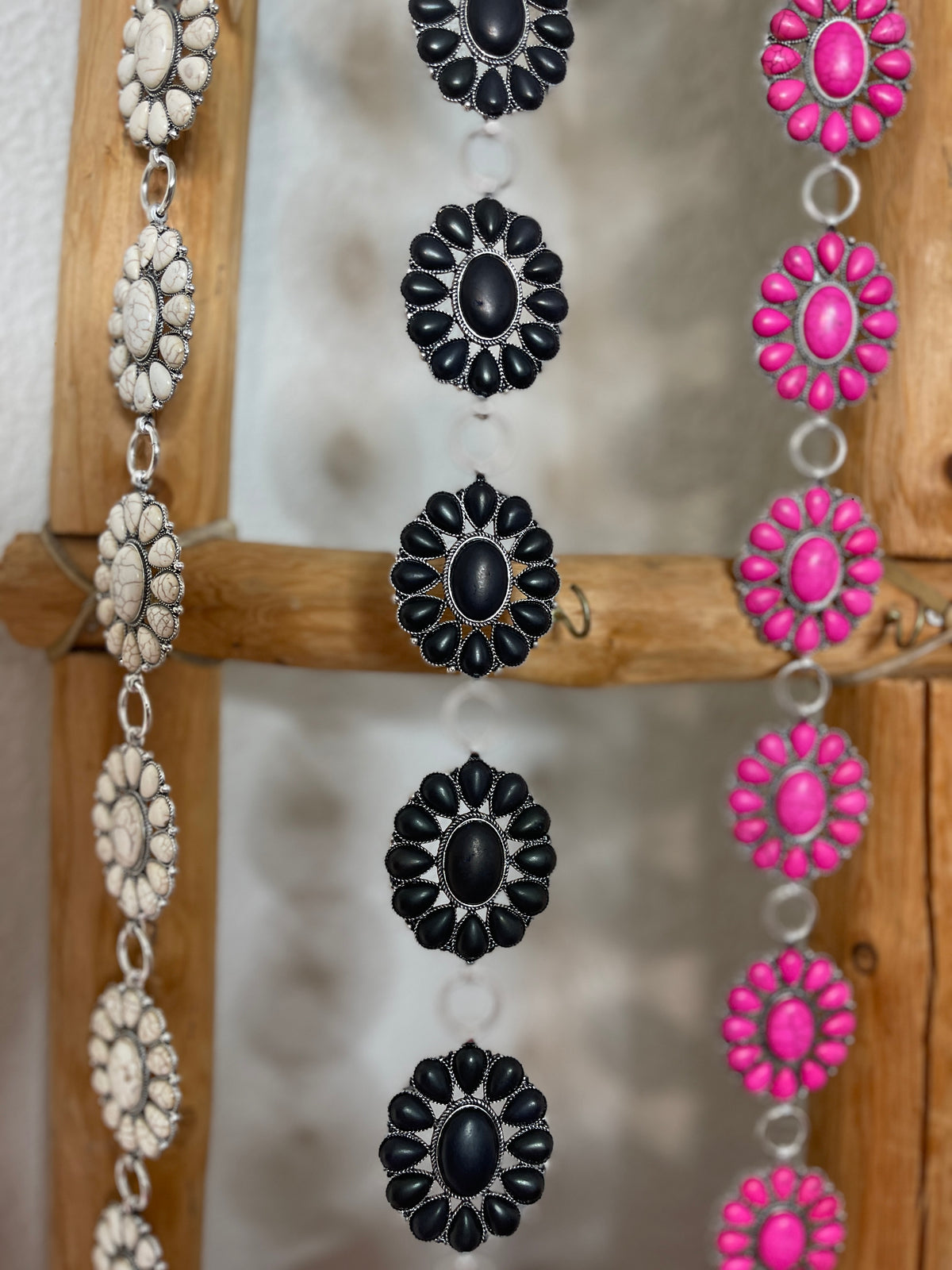 Black Floral Concho Link Belt