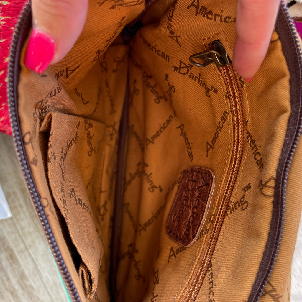 Lettered Cowhide Clutch