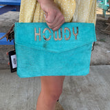 Lettered Cowhide Clutch